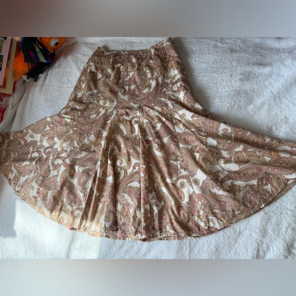 Chadwick’s Paisley Cotton Midi Skirt 4P | Boho A-Line Flowy Cottagecore Vintage - Picture 9 of 11
